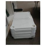 White plastic shelving