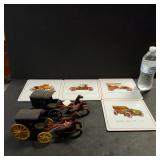 (2) Cast Iron Horse & Buggy and Coasters