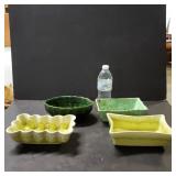 (4) Small Pottery Dishes marked USA, 1 marked