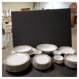 Victoria China Set Czechoslovakia White w/ Pink