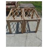 (2) Matching Rattan End Tables - Missing Glass