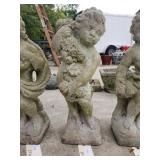 24" Concrete Girl Holding Flower Statue