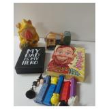 Pez Dispensers, Howdy Doody Book, Pig Bank,