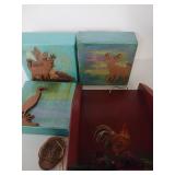 Hand Crafted Deer & Crane Art, Owls On Wood,