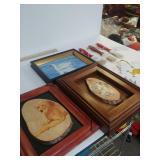 Dog On Wood Framed Art, Swan Painting,  Santa