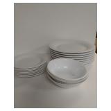 White Dishes (8) Dinner Plates, (7) Saucers,  (3)