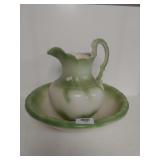 Greenish Wash Bowl w/ Pitcher
