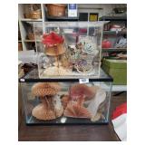 (2) Plastic  Display Cases & Table Decor Inside