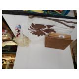 Blanket,  Feather Duster, Wood Box