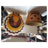 (2) Metal Pumpkin Pails & Vintage Blow Mold Light