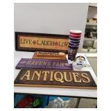 Ravens Fan Sign, Ravens Small Clock, Ravens Cups,