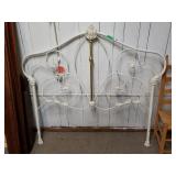 Vintage White & Gold Colored Metal Headboard -