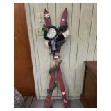 Primitive Decor- Lighted Snowman Hugging Skis