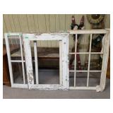 (3) Wooden Framed Windows - Different Sizes &