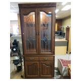 Lighted China Hutch W/stained Glass-like Doors,