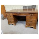 Large Wooden Executive Desk - Missing Some Drawer