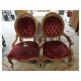(2) Light Maroon Velvety-like Vintage Chairs -