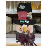 Plush Snowman Head With Bird In Hat