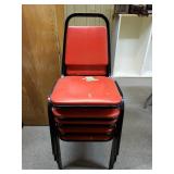 (5) Red Stacking Dining Chairs