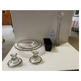 Serving Dish With Matching Candle Holders, Black