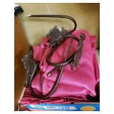 Pink Curtains With Metal Horse Curtain Holders -