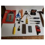 Assorted Tools - Screwdrivers, Hammer, Scissors,