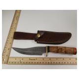Damascus Steel Knife W/custom Handle & Sheath - 9