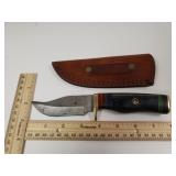 Damascus Steel Knife W/custom Handle & Sheath - 7