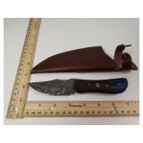 Damascus Steel Knife W/custom Handle & Snapping