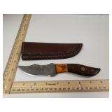 Damascus Steel Knife W/custom Handle & Sheath - 8