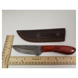 Damascus Steel Knife W/custom Handle & Sheath - 8