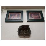 Metal Pig Soap Dish And Chicken/Rooster Pictures