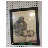 Framed Drawing Of Jug And Fruit