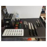 Sunbeam Toaster, Ice Tray, (8) Bottle Tops, And