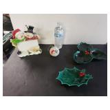 Holly Designed Candy Dishes, Santa Ornament Ball,