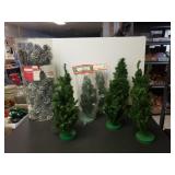 (9) 12" Mini Christmas Tree Decorations And Pine