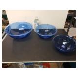 Blue Glass Pyrex Bowls