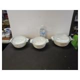 (3) Pyrex Bowls With Lids