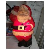 Vintage Plastic Light Up Santa - Works