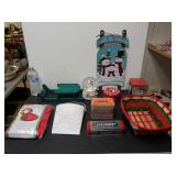 Tin Boxes, Sled Decorations, Snowman Snow Globe,