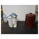 House And Barrel Shaped Cookie Jars - (1) Marked