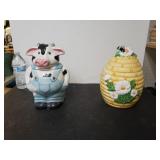 Cow And Beehive Cookie Jar