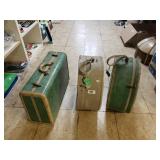 Vintage Suitcases - (2) Circular, (1) Rectangle