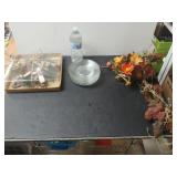 (8) Glass Salad Plates, Fake Fall Floral