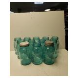 (12) Blue Mason Jars