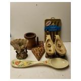 Steak Knives, Candle Stick Holders, Spoon Rest, &
