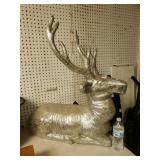 Silver Colored Reindeer Statue