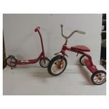 Decorative Radio Flyer Scooter & Tricycle