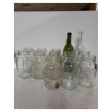 (11) Mason Jars & (2) Wine Bottles