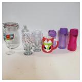 (4) Winter Glass Cups, Happy Birthday Wine Glass,